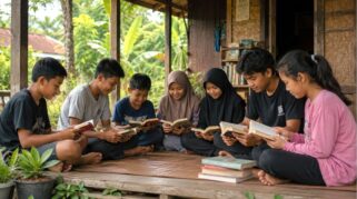Ilustrasi anak dan remaja sedang membaca buku. Foto: Halo Morowali.