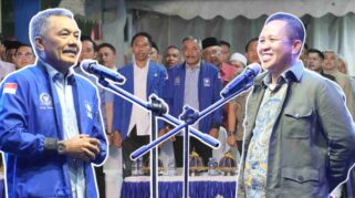 Di hadapan Ketua DPW PAN Sulawesi Tengah Sarifuddin Sudding, Bupati Iksan Baharudin Abdul Rauf mengajak semua partai politik untuk berkolaborasi menjaga Morowali dalam momentum pelantikan pengurus dan relawan PAN Morowali, Sabtu 29 Agustus 2026 di Bungku. | Foto: Aditama/Halo Morowali.