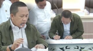 Bupati Morowali, Iksan Baharudin Abdul Rauf saat menghadiri Rapat Koordinasi Pencegahan Korupsi pada Pelayanan Publik Bidang Pertanahan Pemerintah Daerah se-Provinsi Sulawesi Tengah di Palu, Rabu 29 Juli 2026. Foto: Adit/Ghaff.