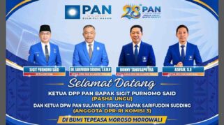 Kegiatan Pelantikan Pengurus DPC PAN se-Kabupaten Morowali semakin dekat, Spanduk ini mulai terpasang di Kota Bungku. Foto: PAN Morowali.