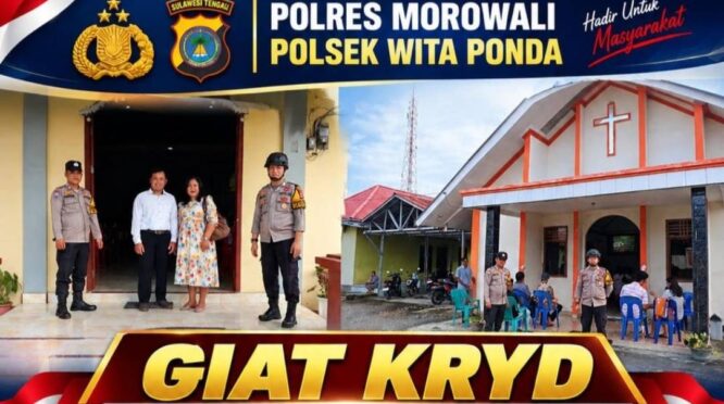 Polsek Witaponda Polres Morowali melakukan KRYD di Gereja yang ada di Kecamatan Witaponda, Minggu 13 September 2026. | Foto: Dok-Polsek Witaponda.